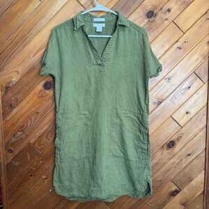 H by Halston Olive Green Linen Mini Dress Size XS